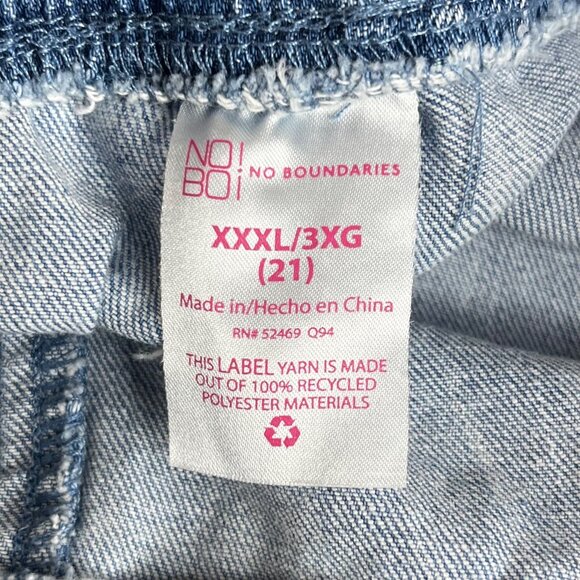 No Boundaries Denim Shorts Womens SIze 3X New Elastic Waist Drawstring Raw Hem - Picture 6 of 10